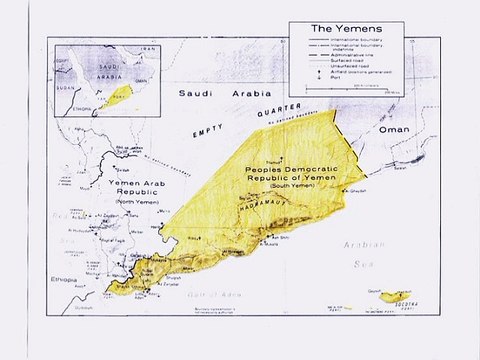 Map of South Yemen. Peta Yaman Selatan. South Yemen Map. Map of the People's Democratic Republic of Yemen. the People's Democratic Republic of Yemen map. Peta Republik Demokratik Rakyat Yaman. Carte du Yémen du Sud. Mapa do Iêmen do Sul. 南イエメンの地図