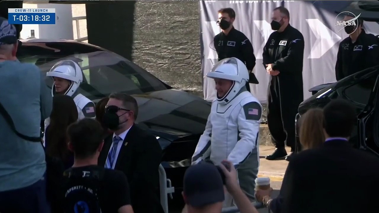 Take 2! NASA's SpaceX Crew-11 walks out for pre-launch Tesla ride to rocket