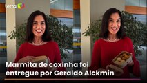 Esposa de Alckmin recebe marmita de coxinhas de Ana Maria Braga após vice-presidente ir ao programa