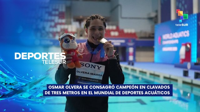 Osmar Olvera conquistó oro en el Mundial de Deportes Acuáticos que se celebra en Singapur DEPORTES TELESUR 01-08-2025