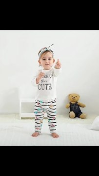 KuKitty 3Pcs Baby Girl Outfits Set Long Sleeve T-Shirt Tops Flowers Pants with Headband