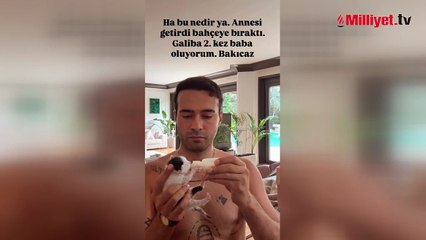 Mert Demir evine gelen misafiri paylaştı! 'Galiba ikinci kez baba oluyorum'