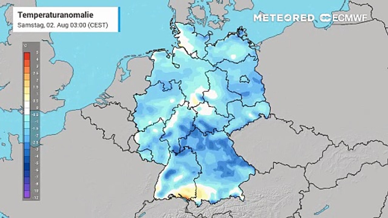 Aktuell ist es für die Jahreszeit noch deutlich zu kalt! Das wird sich aber im Verlauf der ersten Augustwoche ändern