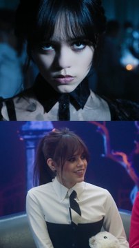 Jenna Ortega and the cast of Wednesday react to the iconic Wednesday dance scene ft. the Goo Goo Muck song.