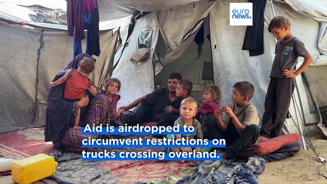 Planes drop humanitarian aid into Gaza Strip as Israeli fire reportedly kills at least 18