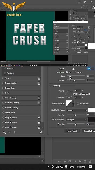 Create Realistic Paper Crush Text Effect in Photoshop | Easy Tutorial #shorts #photoshop #short