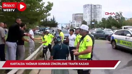 Kartal'da yağmur sonrası zincirleme trafik kazası