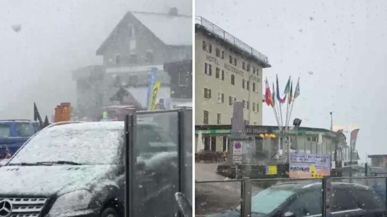 Passo dello Stelvio, la neve ad agosto, il video delle auto imbiancate: «Temperature prossime allo zero»