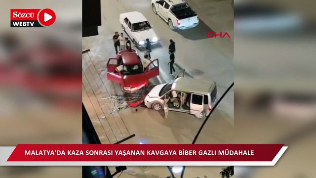 Malatya'da kaza sonrası yaşanan kavgaya biber gazlı müdahale; olay kamerada