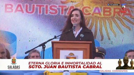 Victoria Villarruel viajó a Corrientes para homenajear al Sargento Cabral.