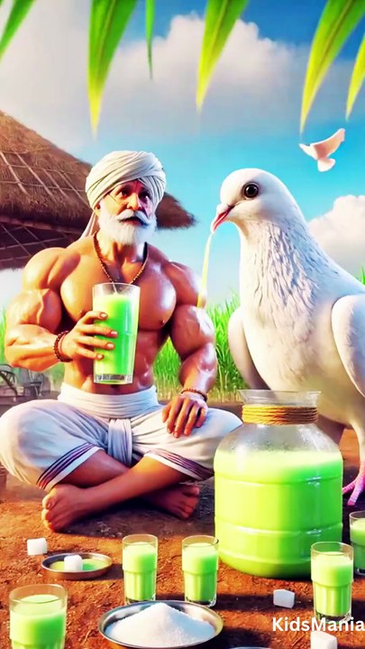 You Won’t Believe This! 🐦 Farmer & Pigeon Share Sugarcane Juice | Kids Story