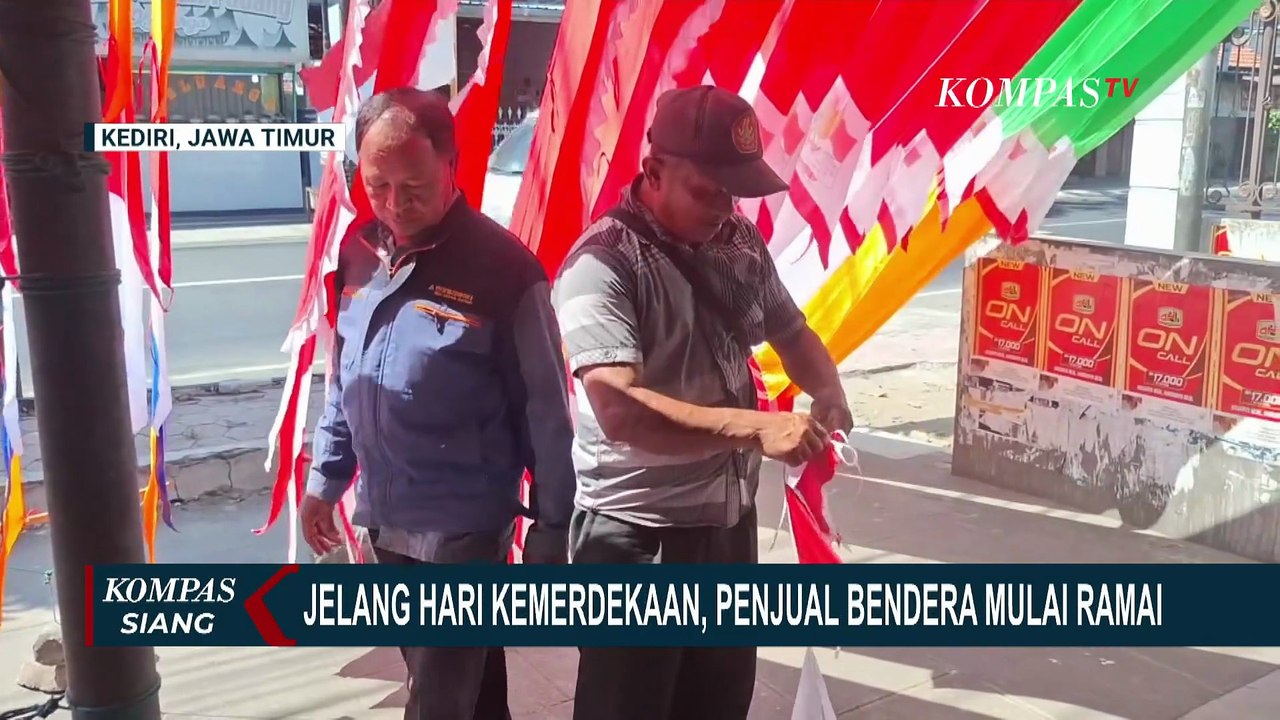Jelang HUT RI ke-80, Penjualan Bendera Merah Putih di Kediri Meningkat |KOMPAS SIANG