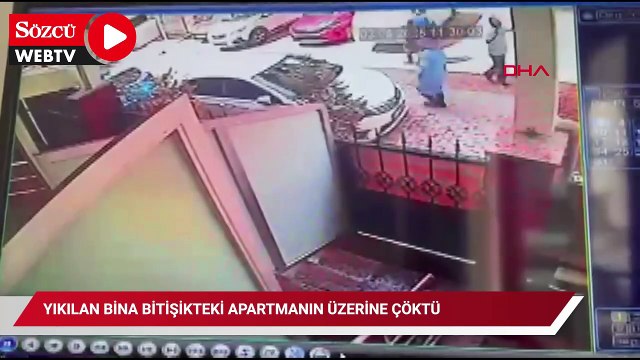 Küçükçekmece’de kentsel dönüşüm kapsamında yıkılan bina bitişikteki apartmanın üzerine çöktü