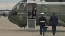 BOUND BY DUTY AND RESPECT: Trump shares a heartfelt moment with Col. Shadle on the tarmac