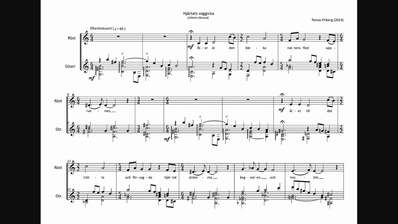 Efterlämnade sånger - tre sånger för röst och gitarr