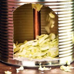 Turning a tin can into a DIY cabbage cutter 👌
