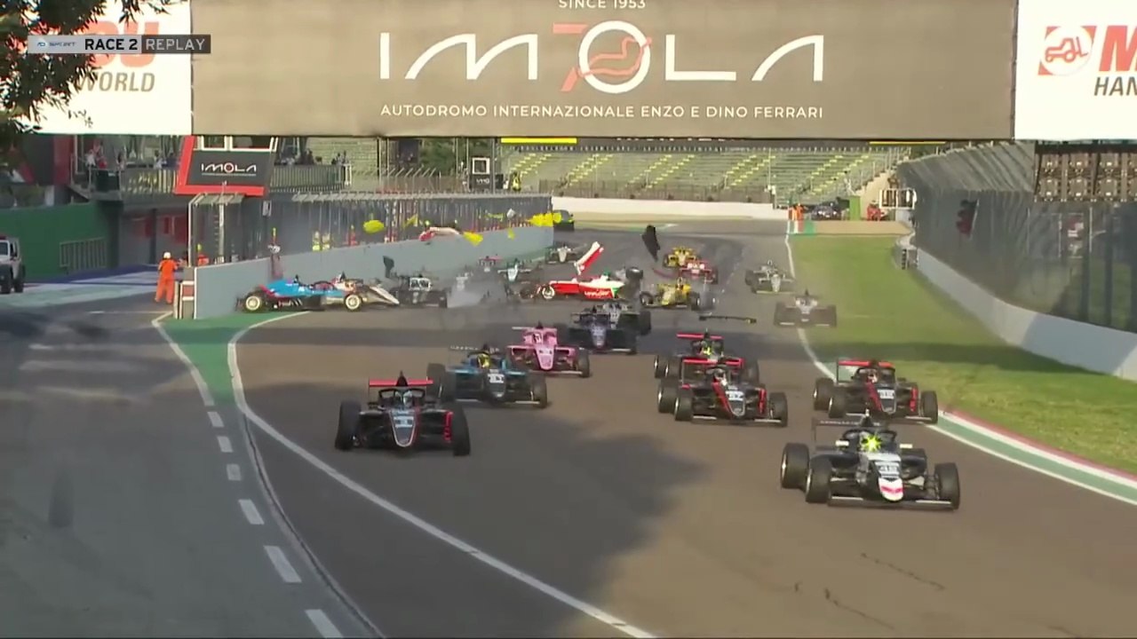 Italian F4 Championship 2025 Imola Race 2 Start Huge Pile Up