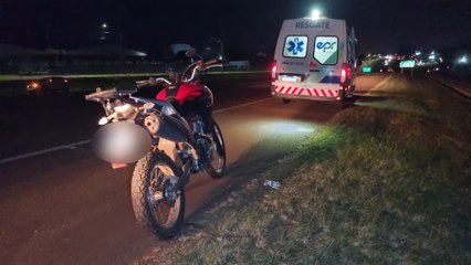 Acidente BR-277 em Cascavel: motociclista tem fraturas após ser atingido por Volvo