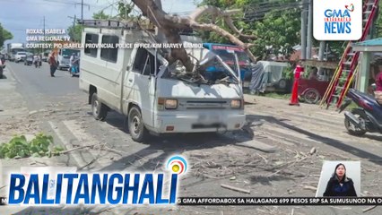 2, sugatan matapos mabagsakan ng puno ang isang closed van sa Brgy. San Rafael | Balitanghali