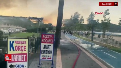 Erdek'te otelin bahçesindeki bar bölümünde çıkan yangın söndürüldü