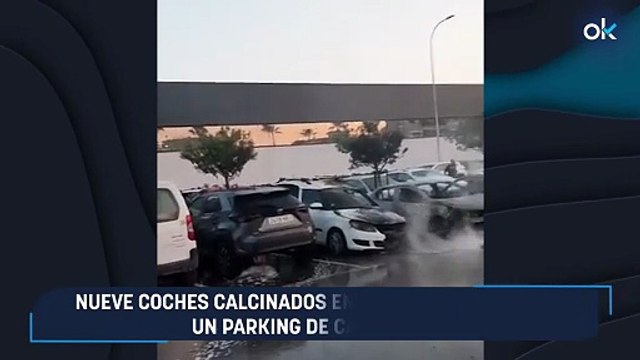 Nueve coches calcinados en un grave incendio en un parking de Cala Millor