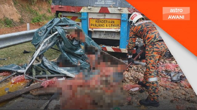 Dua lelaki maut, lori muatan telur rempuh treler