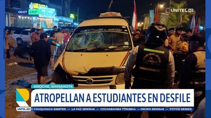 ​Un trufi atropella a estudiantes durante el desfile de teas en Shinahota