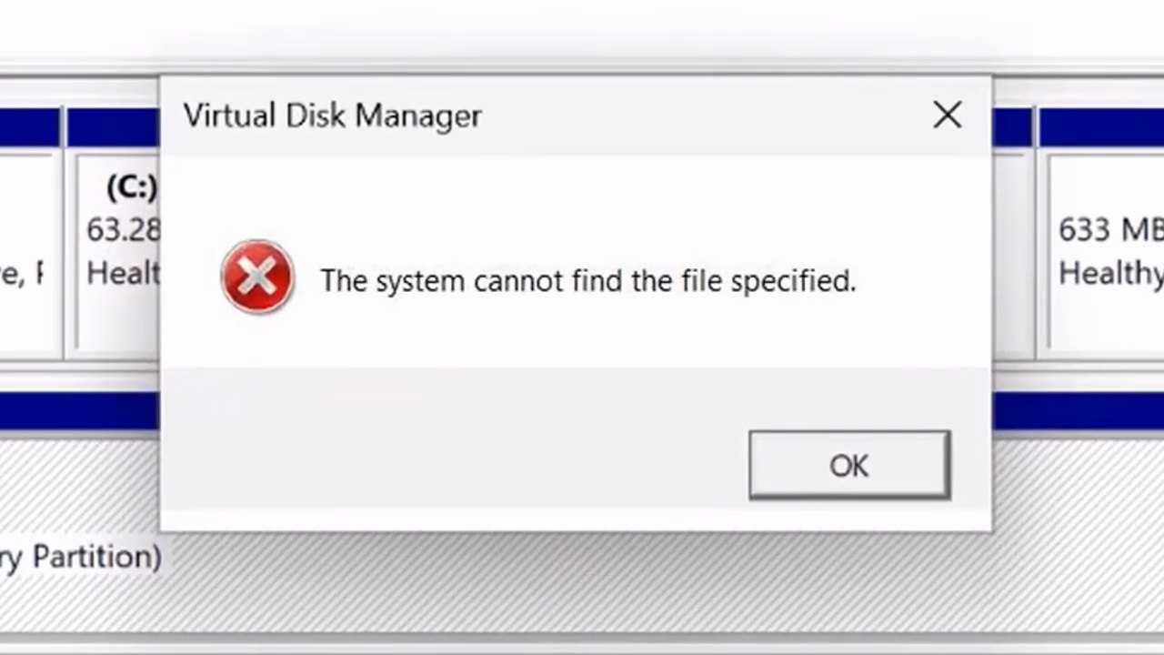 Fix "Virtual Disk Manager - The System Cannot Find the File Specified" Error in Windows 11/10/8/7 | 100% Working Method