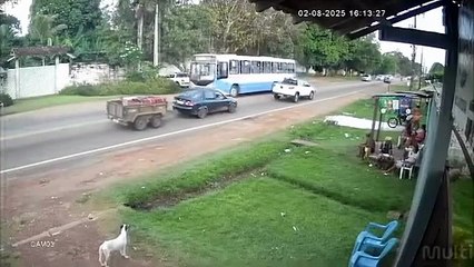 Vídeo: carro invade contramão e bate em ônibus em rota de Mosqueiro