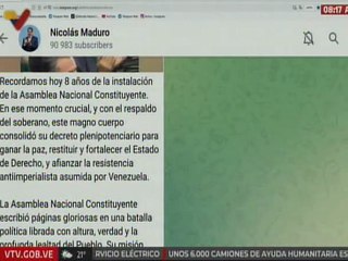 Pdte. Maduro: Recordamos hoy 8 años de la instalación de la Asamblea Nacional Constituyente