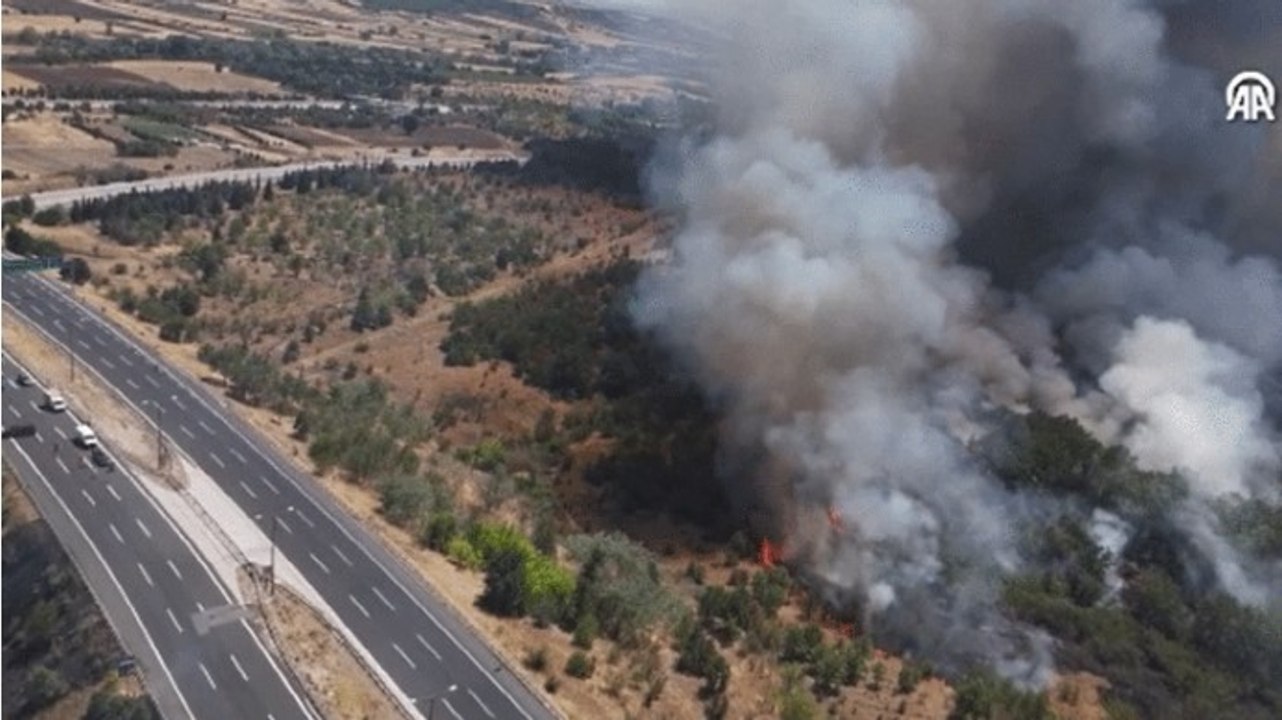 Ağaçlık alanda çıkan yangın nedeniyle Avrupa Otoyolu trafiğe kapatıldı