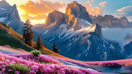 Peaceful Relaxing Music in Alpine Flower Fields | Hang Drum & Native Flute Meditation