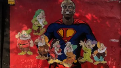 Vandalizan el mural de Súper Lamine Yamal con los siete enanitos