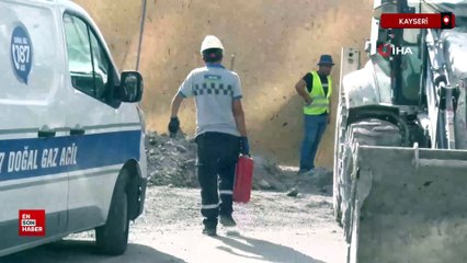 Kayseri’de iş makinesi doğalgaz borusunu patlattı