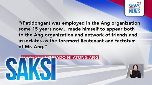 Kampo ni Atong Ang, tinawag na depektibo, self-serving at walang katibayan ang mga pahayag laban sa kanya ni Dondon Patindongan | Saksi
