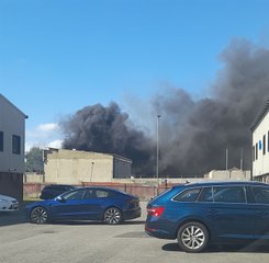 The scene of an industrial estate fire in Hartlepool on August 4