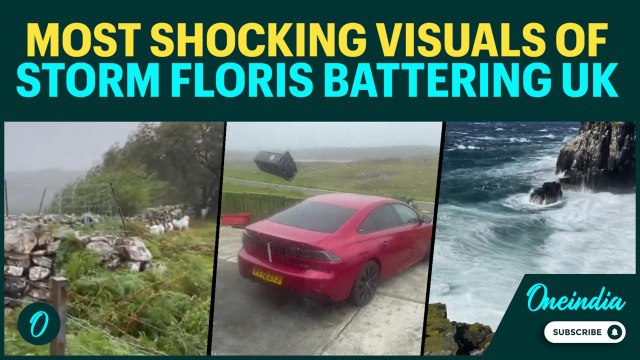 Storm FLORIS Hits UK :Viral Videos Show Winds Bring UK to Standstill | Plane Nearly Crashes in Leeds