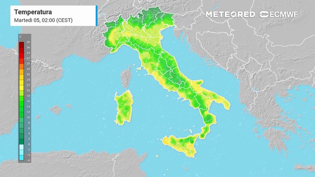 Temperature attese in Italia nei prossimi giorni.