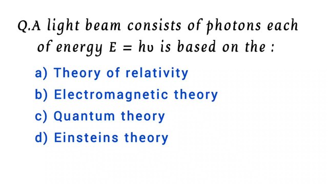 A light beam consists of photons each of energy E=hv is based on the