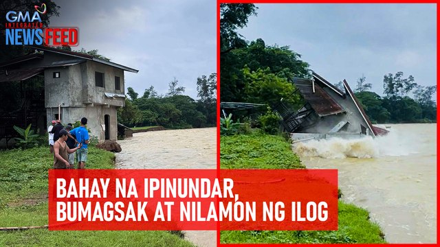 Bahay na ipinundar, bumagsak at nilamon ng ilog | GMA Integrated Newsfeed