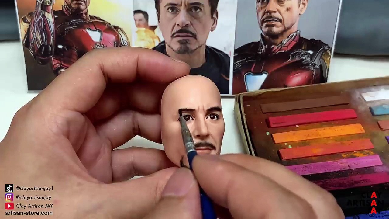 Iron Man Tony Stark (Robert Downey Jr.) made from polymer clay