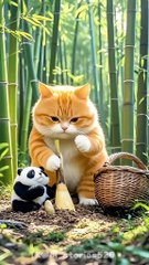 cute orange cat and panda🥰🥰