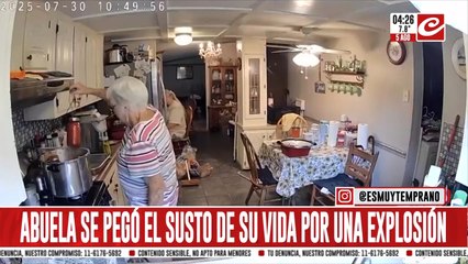 Abuelita casi se mata tras tremenda explosión en la cocina