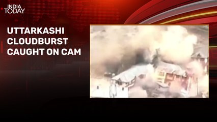 Watch: Moment cloudburst hit Uttakrshi's Dharali, sweeping away homes