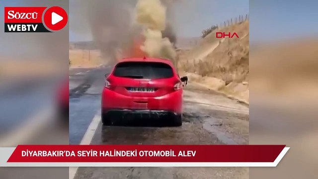 Diyarbakır’da seyir halindeki otomobil alev alarak yandı