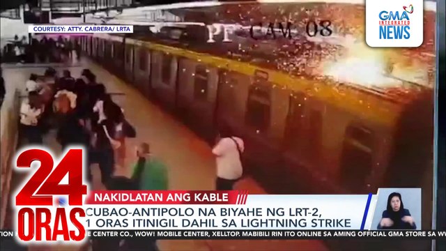 Cubao-Antipolo na biyahe ng LRT-2, 1 oras itinigil dahil sa lightning strike | 24 Oras