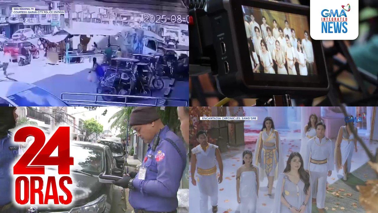 24 Oras: (Part 3) Closed van, sumalpok sa 4 na tricycle, kritikal ang 2 sa 5; Alden Richards at Marian Rivera, na-touch sa mensahe ng station ID sugatan; MMDA, naubusan ng tow truck sa dami ng sasakyang ilegal na nakaparada sa Q.C.;..., atbp.