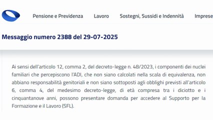 NOVITÀ INPS: ASSEGNO DI INCLUSIONE e SFL compatibili ATTENZIONE ai carichi di cura!