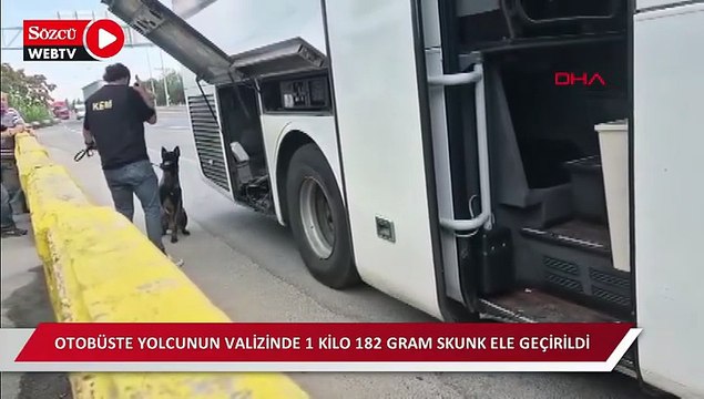 Otobüste yolcunun valizinde 1 kilo 182 gram skunk ele geçirildi
