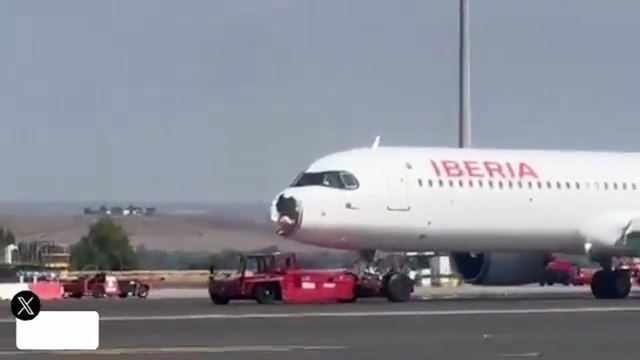 Un avión de Iberia tuvo un aterrizaje de emergencia tras chocar contra un ave